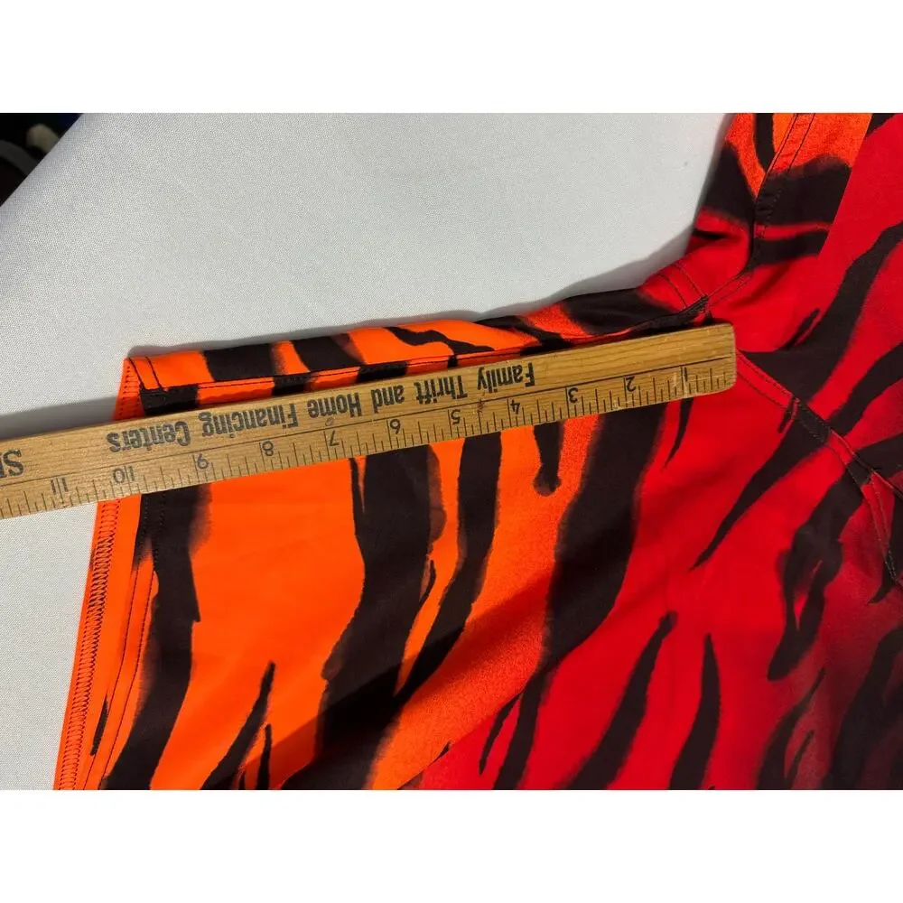 Fox Racing orange black tiger Board shorts size 36 polyester stretch blend